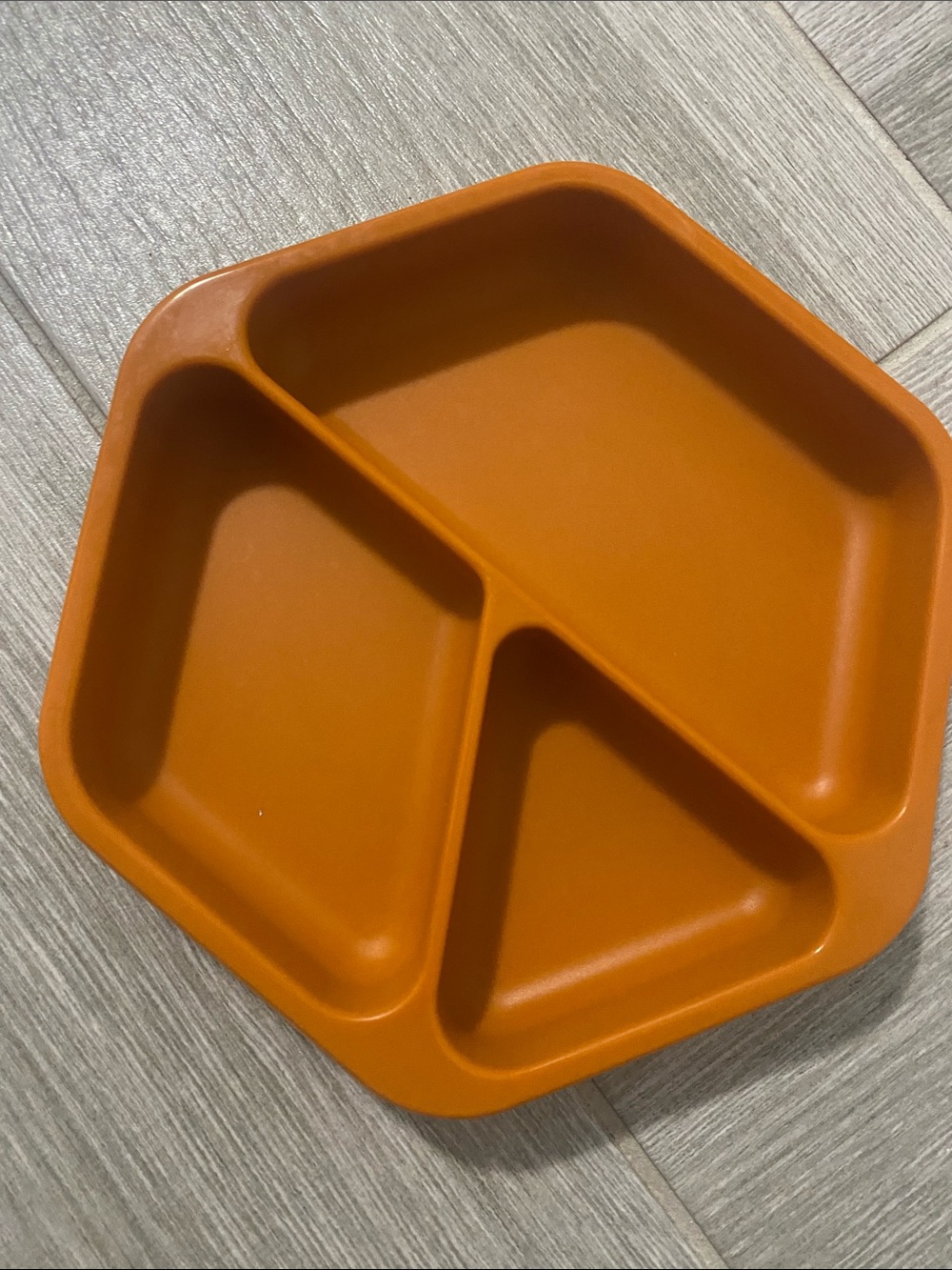 Hexagonal Divided Silicone Plate in Burnt Orange Tiny Twinkle